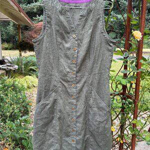 green/gray button down dress w/pockets